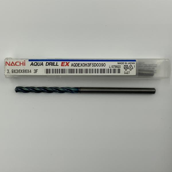 Nachi Solid Carbide 3 Flute Drill .1535 (3.9mm) Cutting Dia X 1.42 Flute Length Coolant Thru