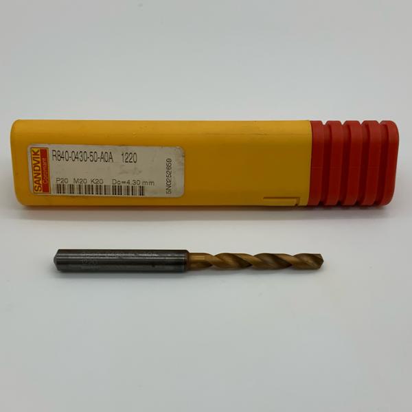 Sandvik Solid Carbide 2 Flute Drill .1693 (4.3mm) Cutting Dia X 1.20 Flute Length