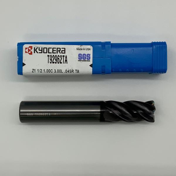 Kyocera Solid Carbide 4 Flute Endmill .5000 (1/2) Cutting Dia X 1.00 Flute Length With .045 Corner Radius