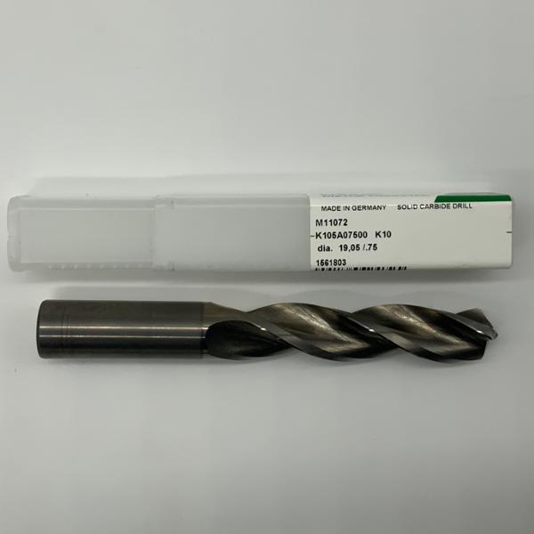 Widia Solid Carbide 3 Flute Drill .7500 (19.05mm) Cutting Dia X 3.65 Flute Length