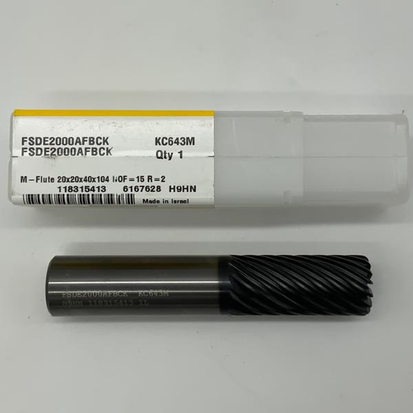 Kennametal Solid Carbide 15 Flute Endmill .7874 (20mm) Cutting Dia X 1.57 Flute Length With .079 Corner Radius and Coolant Thru