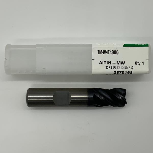 Widia Solid Carbide 4 Flute Endmill .500 (1/2”) Cutting Dia X .63 Flute Length With .015 Corner Chamfer Variable Flute