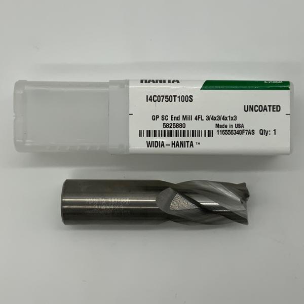 Widia Solid Carbide 4 Flute Endmill .7500 (3/4”) Cutting Dia X 1.0 Flute Length With .02” Corner Chamfer