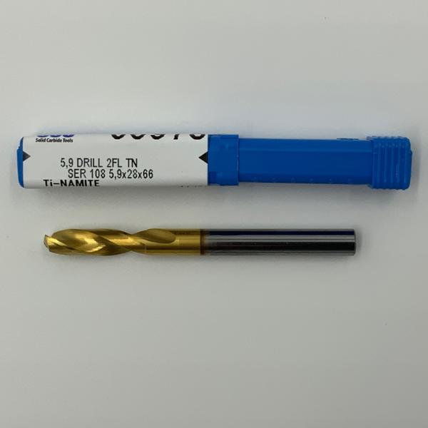 Kyocera Solid Carbide 2 Flute Drill .2323 (5.9mm) Cutting Dia X .89 Flute Length