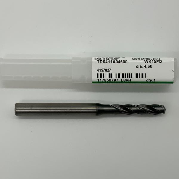 Widia Solid Carbide 2 Flute Drill .1811 (4.6mm) Cutting Dia X .96 Flute Length Coolant Thru
