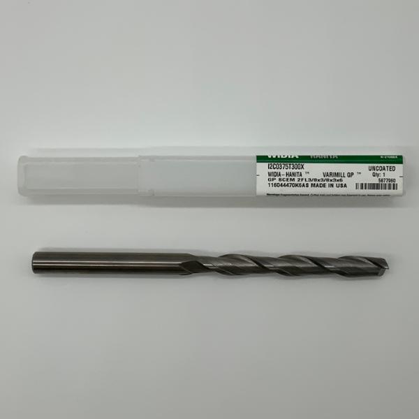 Widia Solid Carbide 2 Flute Endmill .3750 (3/8”) Cutting Dia X 3.0 Flute Length With .02 Corner Chamfer