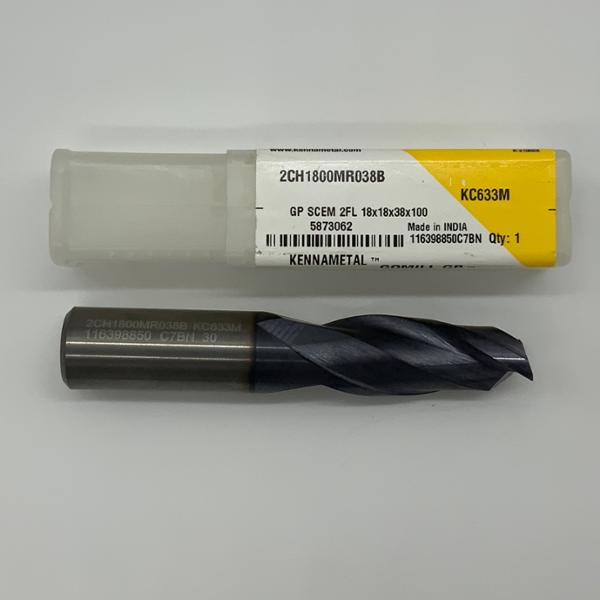 Kennametal Solid Carbide 2 Flute Endmill .7087 (18mm) Cutting Dia X 1.50 Flute Length With .015” Corner Chamfer