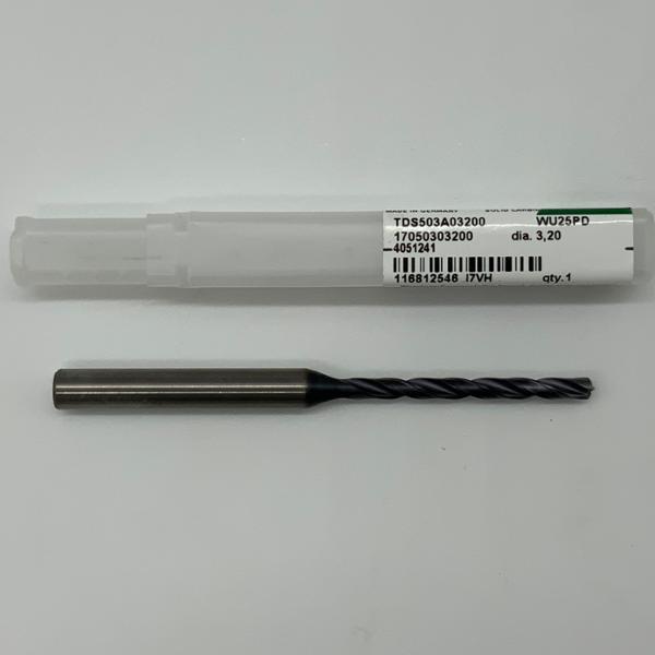 Widia Solid Carbide 2 Flute Drill .1260 (3.2mm) Cutting Dia X 1.35 Flute Length Coolant Thru