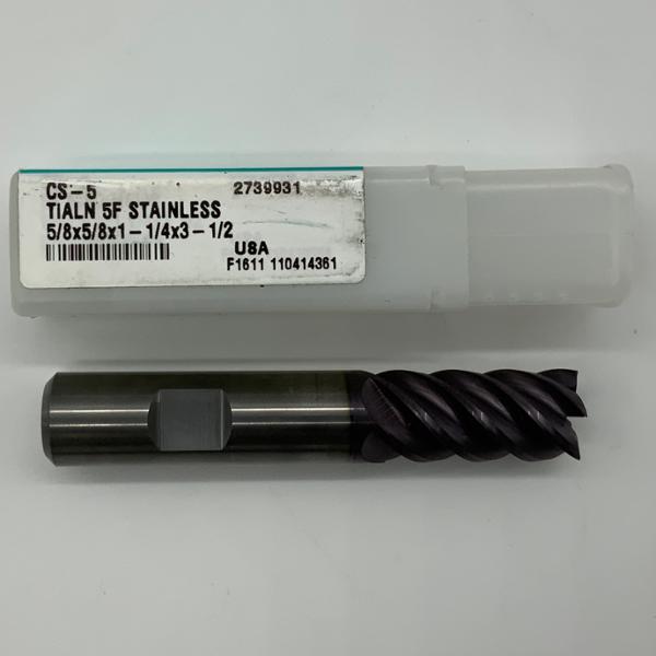 Metal Removal Solid Carbide 5 Flute Endmill .625 Cutting Dia X 1.25 Flute Length