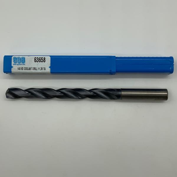 SGS Solid Carbide 2 Flute Drill .4449 (11.3mm) Cutting Dia X 4.25 Flute Length Coolant Thru