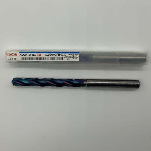 Nachi Solid Carbide 3 Flute Drill .3622 (9.2mm) Cutting Dia X 2.99 Flute Length Coolant Thru