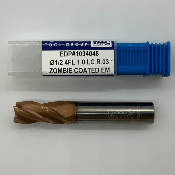 GWS Solid Carbide 4 Flute Variable Endmill .5000 (1/2”) Cutting Dia X 1.0 Flute Length With .030” Corner Radius
