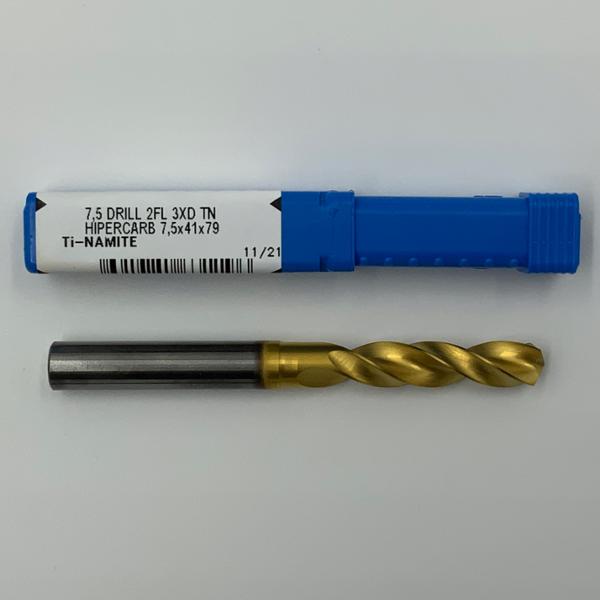 Kyocera Solid Carbide 2 Flute Drill .2953 (7.5mm) Cutting Dia X 1.35 Flute Length