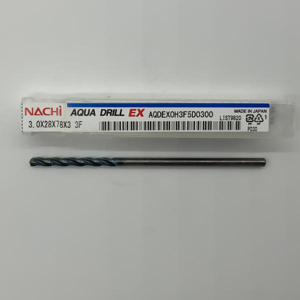 Nachi Solid Carbide 3 Flute Drill .1181 (3mm) Cutting Dia X 1.10 Flute Length Coolant Thru