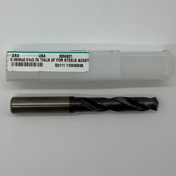 Metal Removal Solid Carbide 2 Flute Drill .3906 (25/64”) Cutting Dia X 1.8 Flute Length
