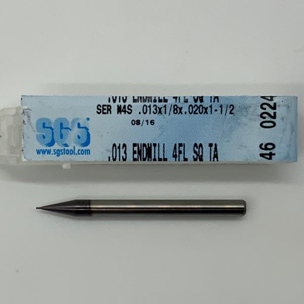 SGS Solid Carbide 4 Flute Endmill .013 Cutting Dia X .020 Flute Length