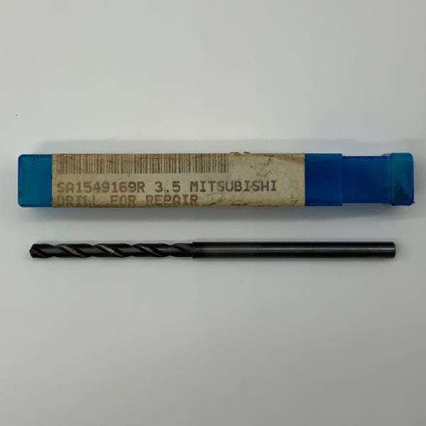 Mitsubishi Solid Carbide 2 Flute Drill .1378 (3.5mm) Cutting Dia X 1.35 Flute Length Coolant Thru