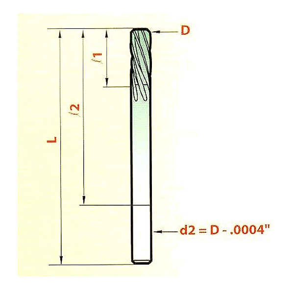 3/8 Flute Length Titan TC87072 Solid Carbide Reamer 1-1/2 Overall Length 0.0610 Cutting Diameter 