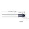 .1969 Spherical Ball End Mill 220deg 2 Flute Uncoated 1.00 LOC